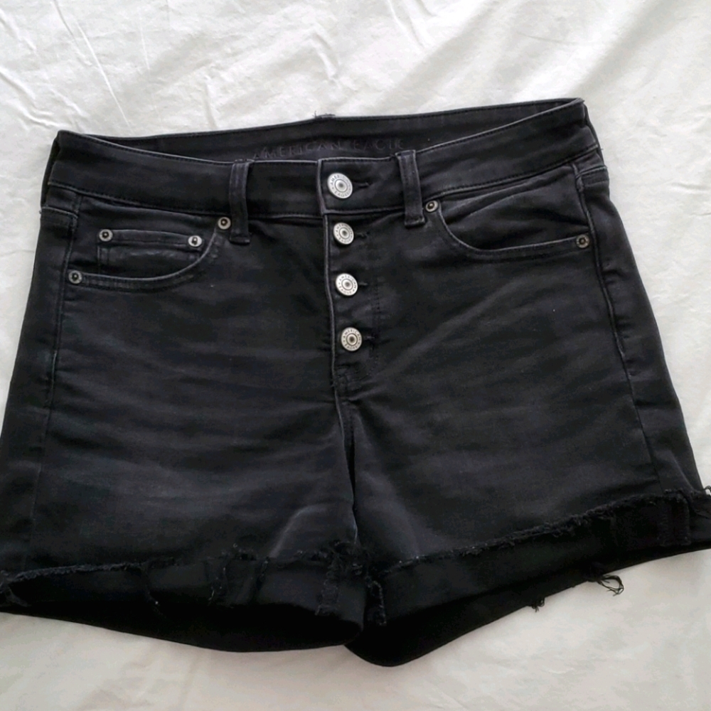 American Eagle Black Denim Shorts Size 8